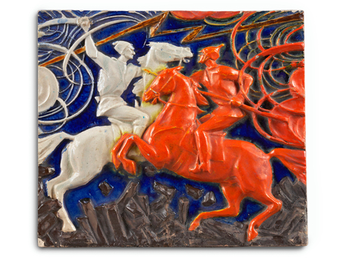 6а-Рельефное панно с изображением белого и красного всадников. Институт силикатов. Москва, 1920-е.jpg